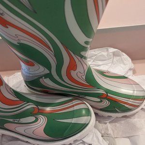 Emilio pucci Vortici-Print Rain Boots